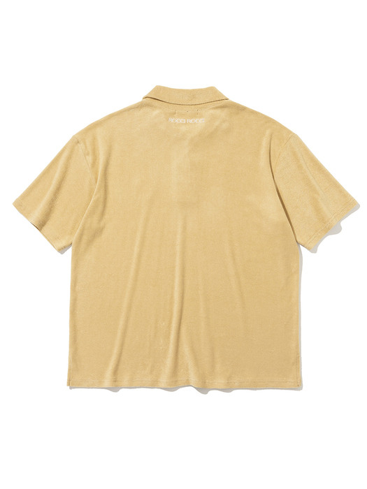 Terry Button Collar T-shirt [CREAM YELLOW]