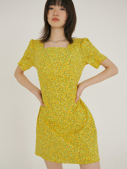 FJD MINI FLOWER SQUARE NECK OPS YELLOW