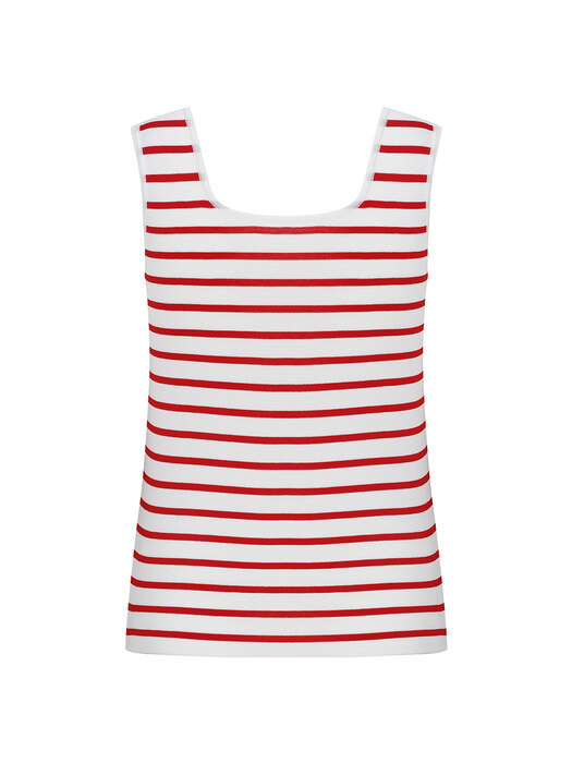 [단독]Stripe Two-way Sleeveless Knit Top-Red