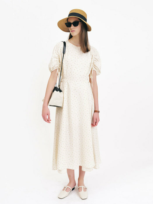 22 Summer_ Cream Flower String Midi Dress