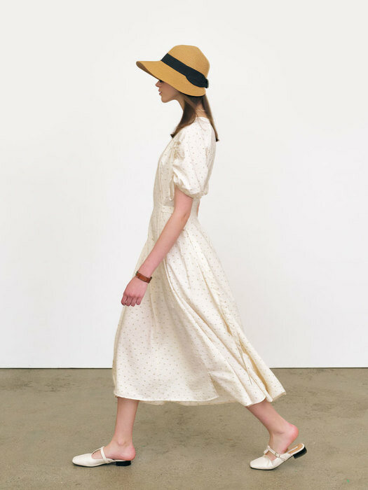 22 Summer_ Cream Flower String Midi Dress