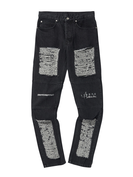 LIBERE DAMAGE VER2 DENIMPANTS / BLACK