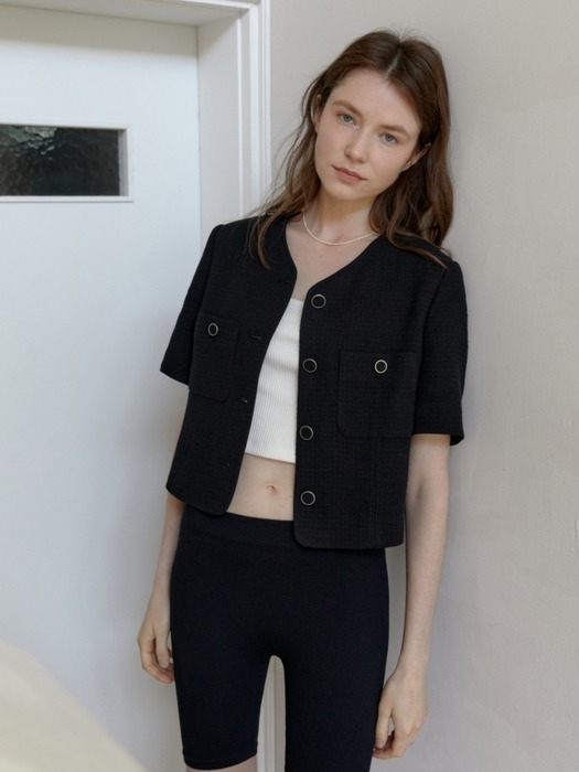 SUMMER TWEED JACKET BLACK