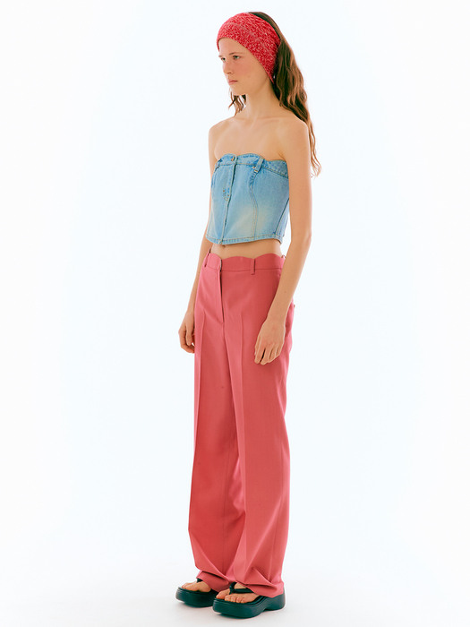 Curved Waistband Trousers [RED]