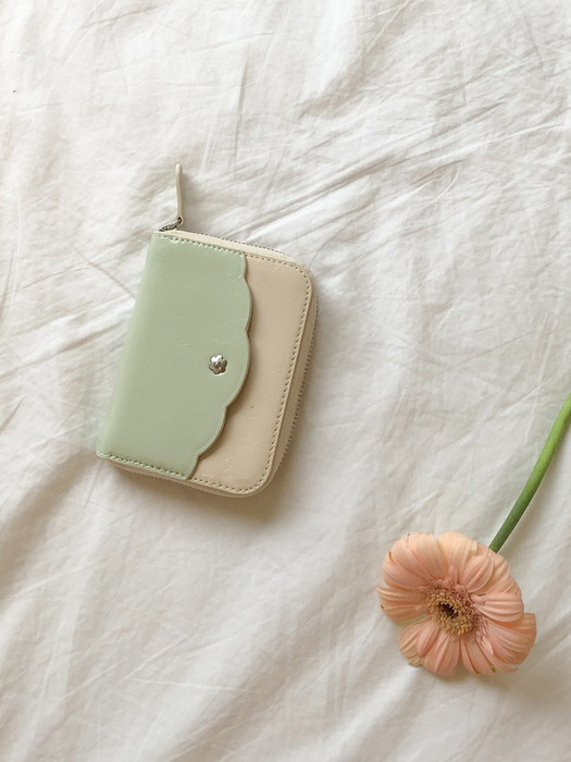 Florine zipped wallet - ivory & soft mint