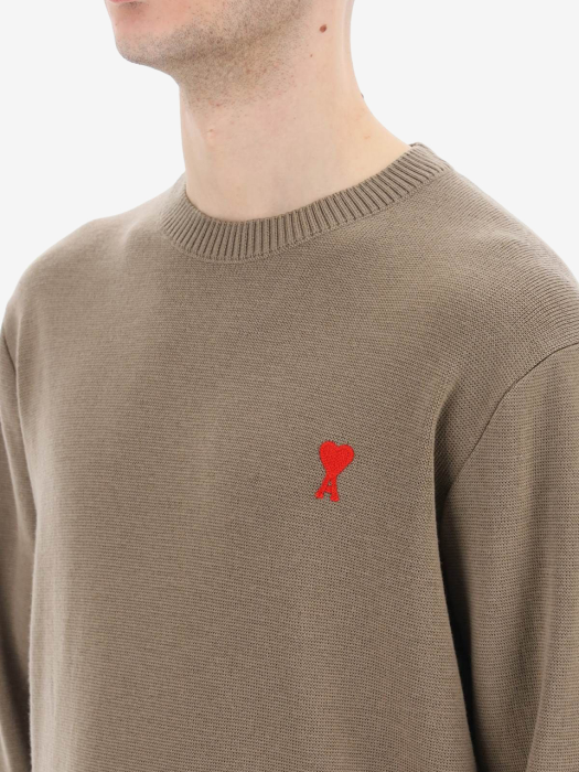 [MEN] 22SS SMALL HEART LOGO CREWNECK SWEATER TAUPE HKS001 001 281