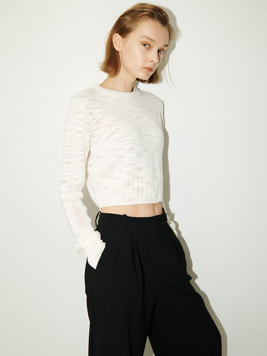 [KNIT] Crop Slub Knit Top_2color