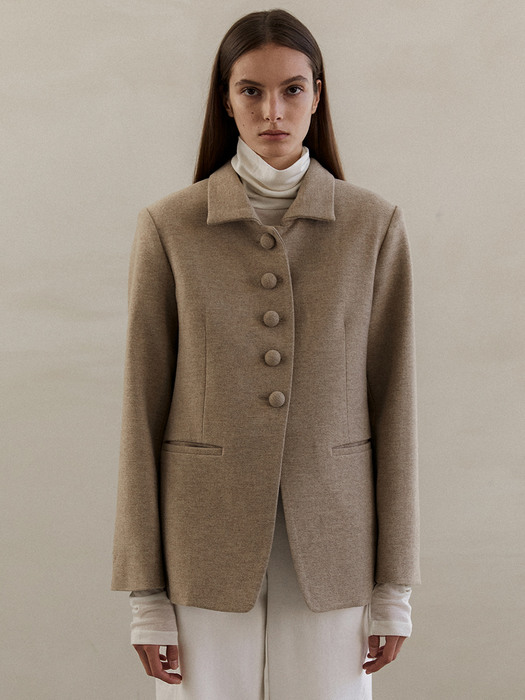 Folding button wool jacket(beige)