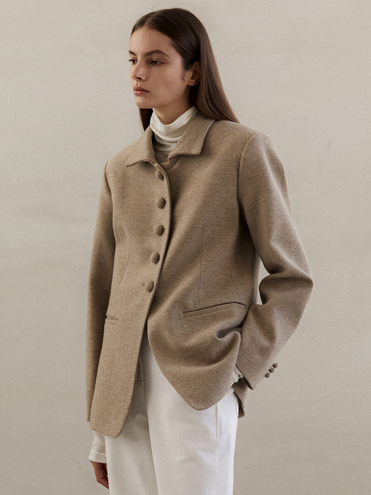 Folding button wool jacket(beige)