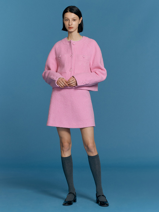 [N]HAMPTON Volume Sleeve Cropped Quilted Coat (Thulian Pink/Lemon/Navy)