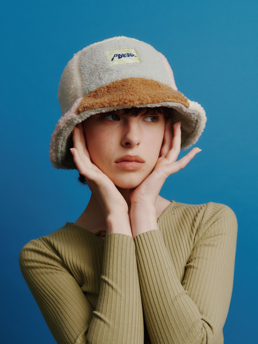 [Life PORTRAIT] Furry patchwork hat in Pastel