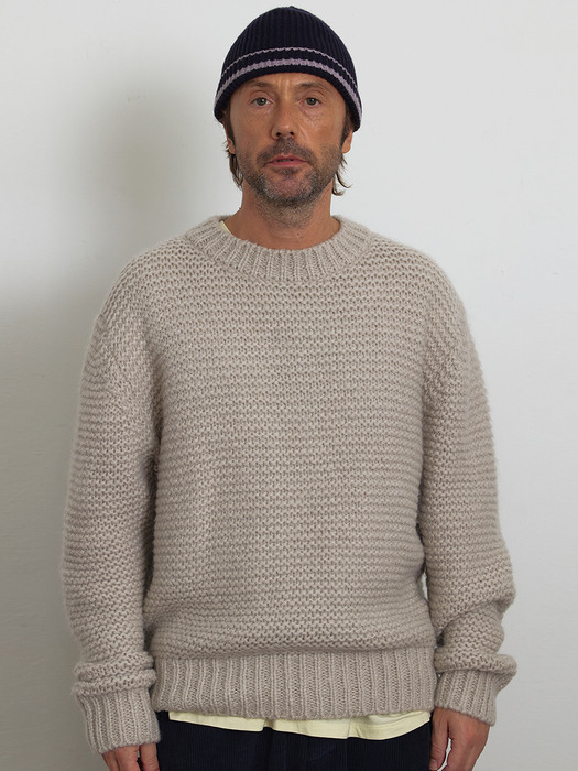 [Men] Heavy Crochet Sweater (Dusty Gray)