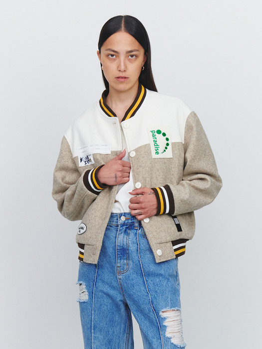 Patch Stadium Jumper Oatmeal Off-White