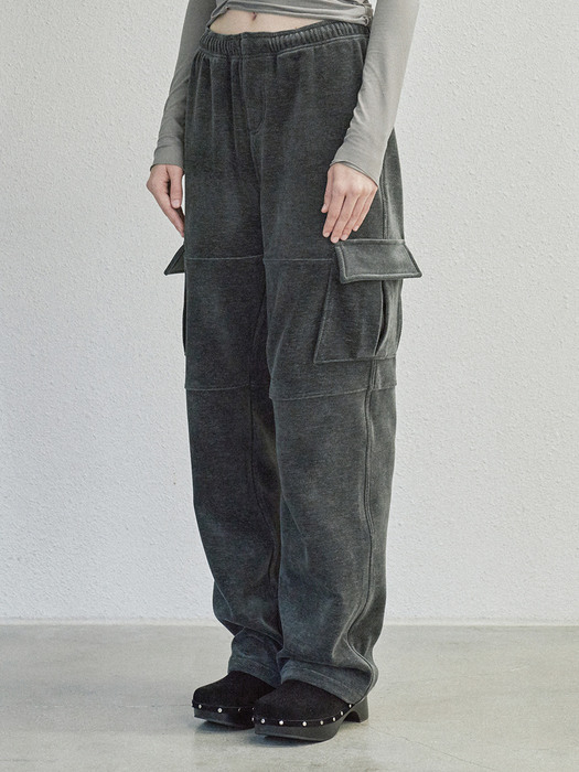 VELVET CARGO PANTS (grey)