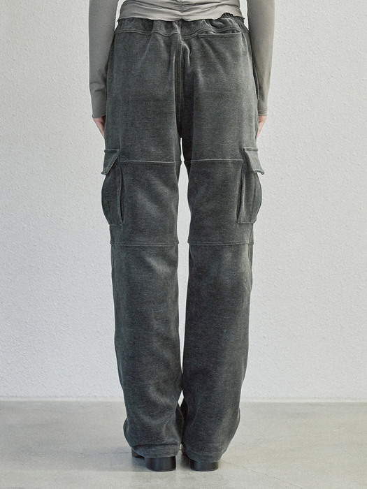 VELVET CARGO PANTS (grey)