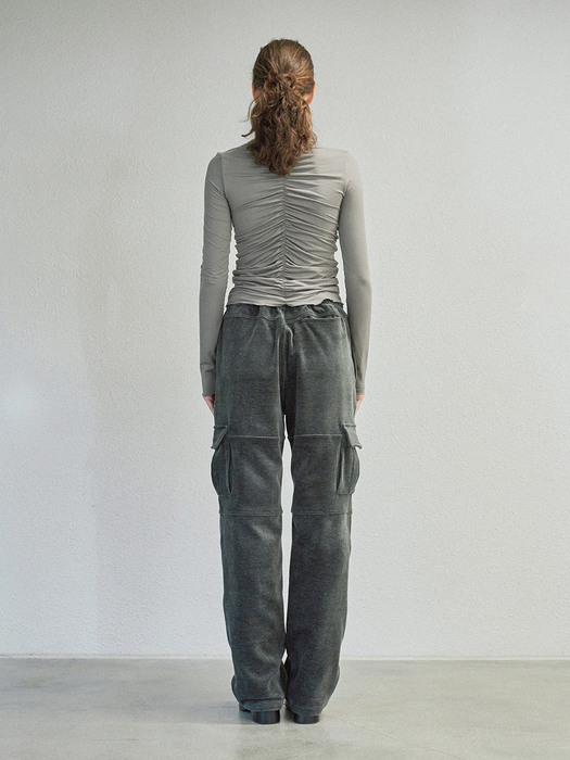 VELVET CARGO PANTS (grey)