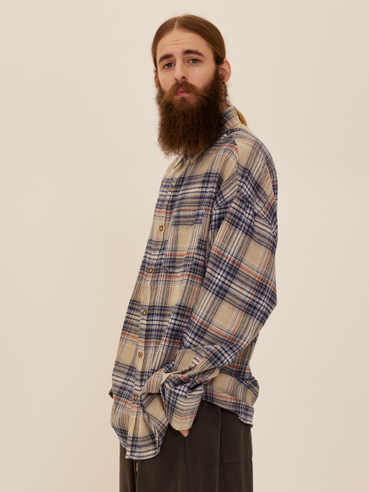 CB FLANNEL OVER CHECK SHIRT (BEIGE)