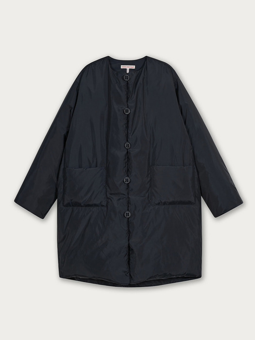 Long puffy puffer in navy