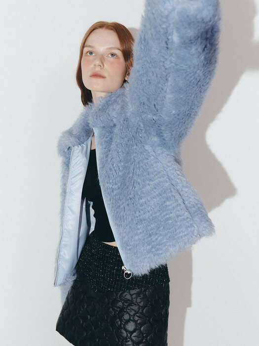 WOOL FERM FUR JACKET (BLUE)