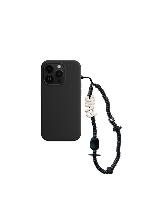 nature beads phone strap black