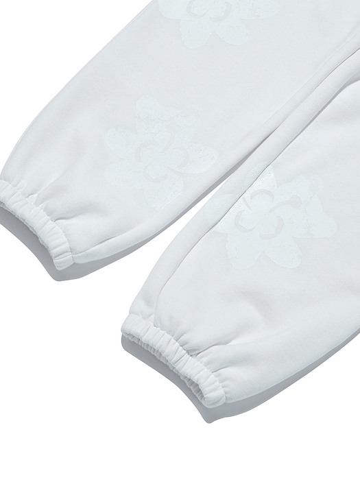 Flower Bear Hand Print Pants_White