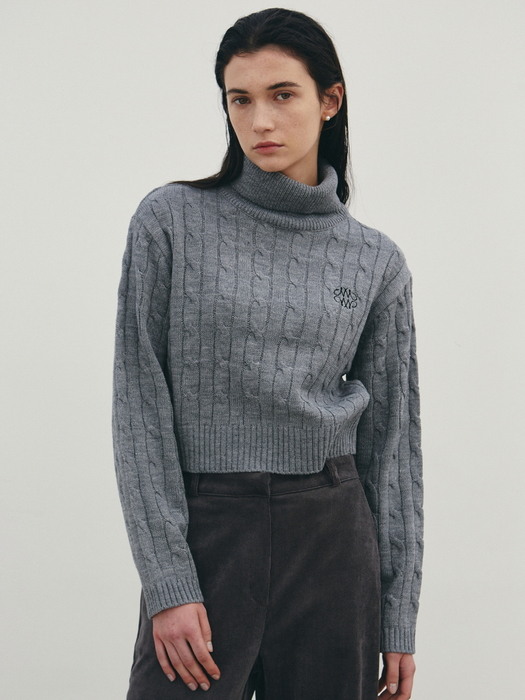 NICOLE TURTLENECK TWIST KNIT_GRAY