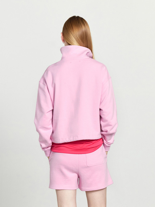 W HALF ZIPUP CROP SWEATSHIRT pink