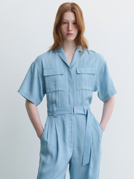 tencel denim jumpsuit (light blue)