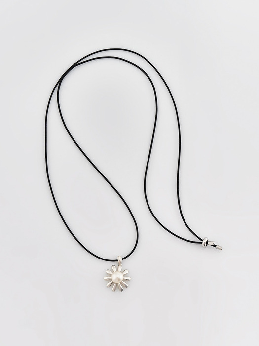 Flower Black Strap Necklace [sv925]