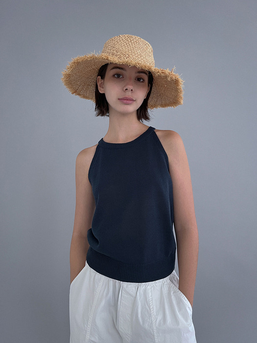 [SALT Label] HALTER NECK KNIT SLEEVELESS_NAVY