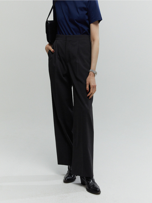 RELAX-RISED BACK TAP PANTS_CHARCOAL GRAY
