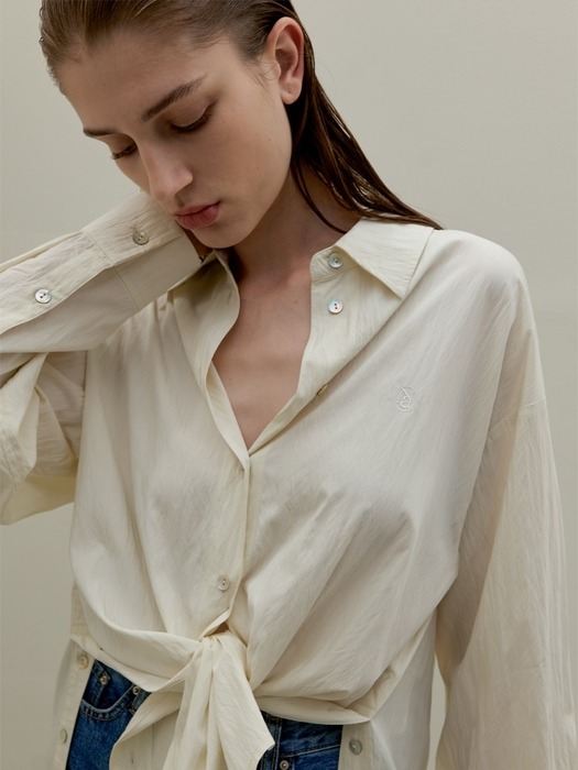 KRINKLE SIDE OPEN BOYFRIEND SHIRT (BL-4170)