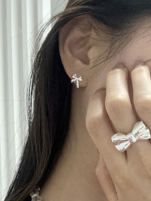 [925silver]Cute ribbon earring