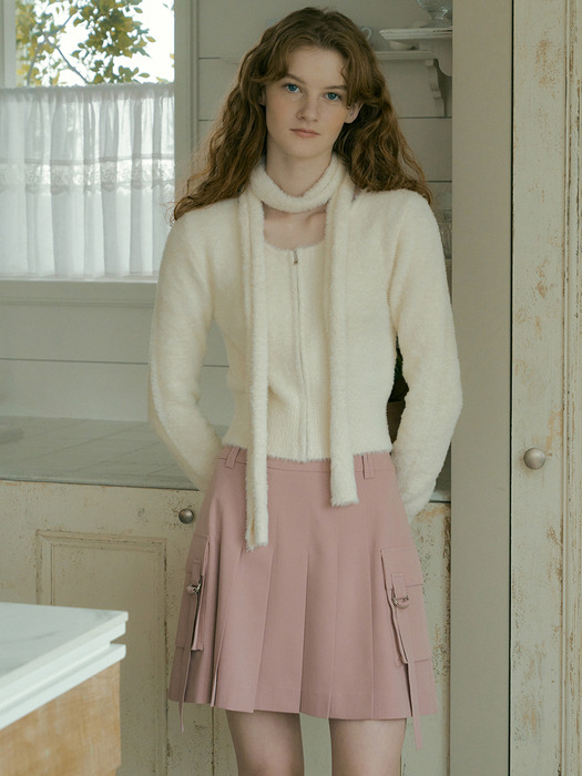 149 pocket pleats skirt (pink)