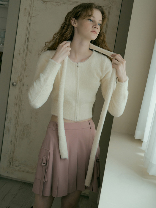 149 pocket pleats skirt (pink)