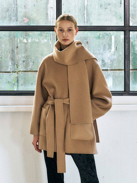 HANDMADE BELTED MUFFLER CASHMERE COAT [3COLORS]