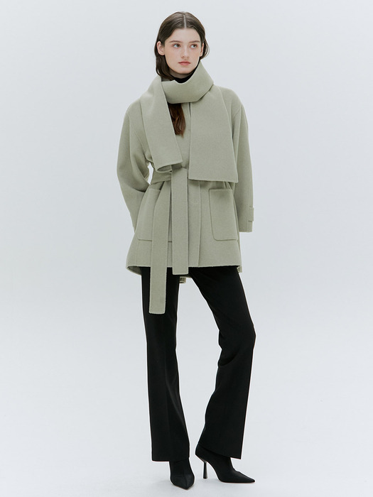 HANDMADE BELTED MUFFLER CASHMERE COAT [3COLORS]