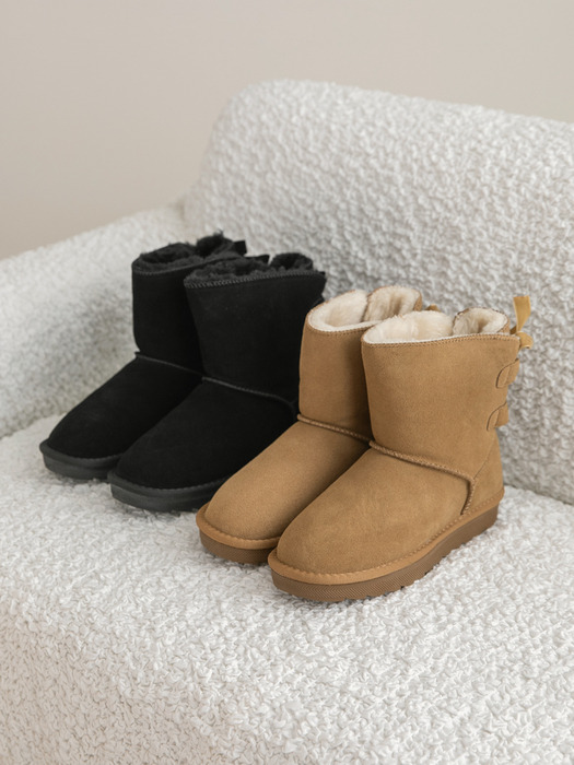 Witty 위티 가죽 퍼 앵클부츠 3cm