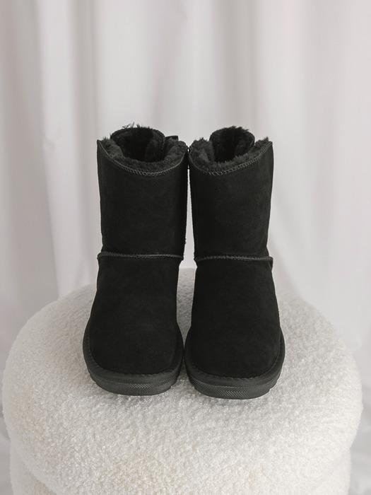 Witty 위티 가죽 퍼 앵클부츠 3cm