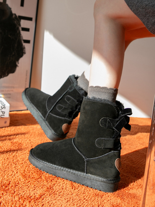 Witty 위티 가죽 퍼 앵클부츠 3cm