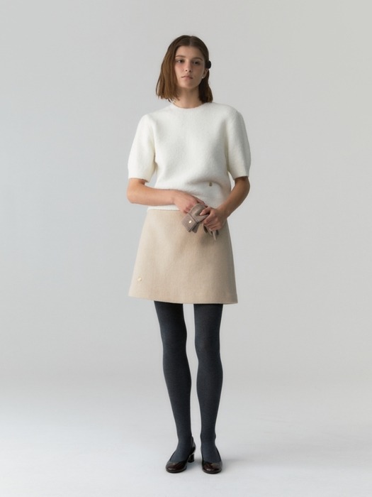 wool mini skirt - light beige