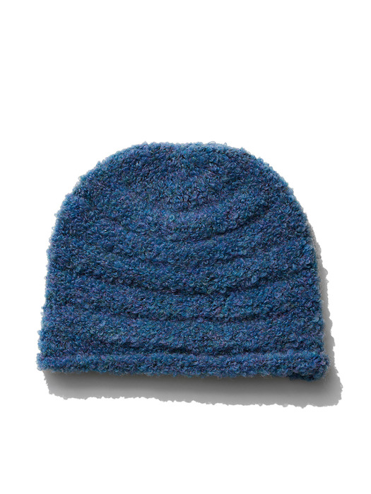 BOUCLE ROLLED BEANIE, BLUE