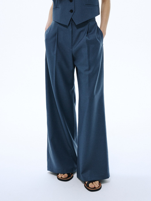 SUMMER WOOL CLASSIC WIDE PANTS_NAVY