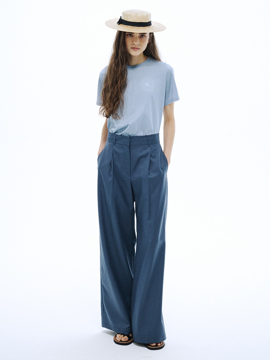 SUMMER WOOL CLASSIC WIDE PANTS_NAVY