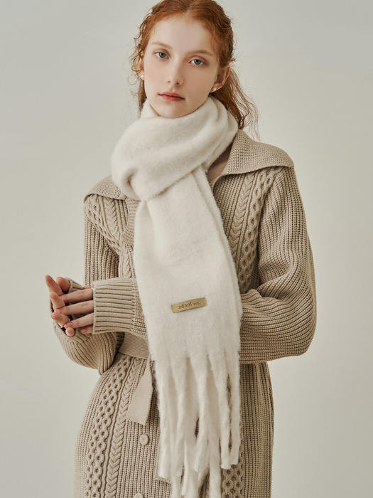 Soft basic mini long muffler - ivory