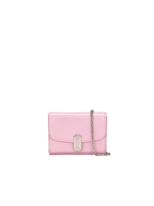 Occam Lune Chain Folded Half Wallet (오캄 룬 체인 3단 반지갑) Bebe Pink