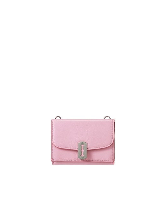 [고민시 PICK] Occam Lune Chain Folded Half Wallet (오캄 룬 체인 3단 반지갑) Bebe Pink