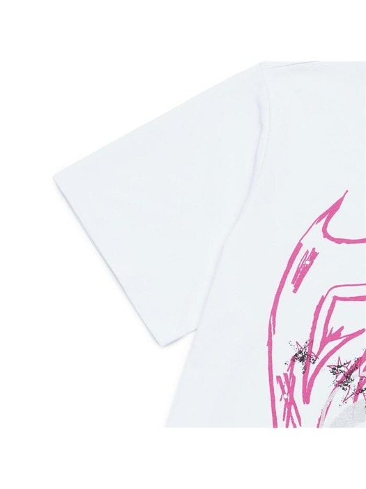 가니 여성 앱스프랙트 프린트 반팔 티셔츠 화이트 T3832-151