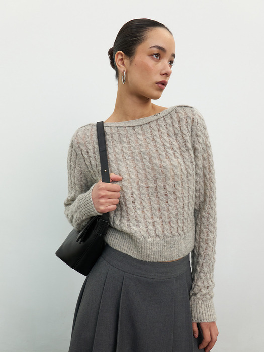 CO MOHAIR BOAT NECK PULLOVER_GREY