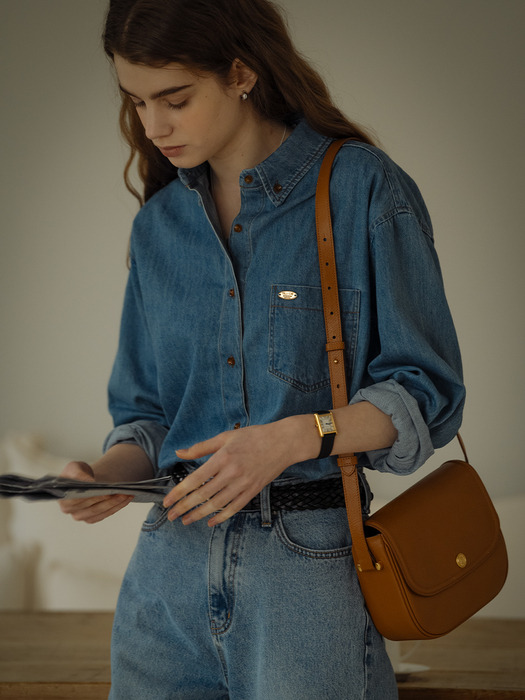 Button-down washing denim shirt_Blue